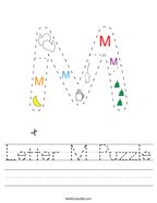 Letter M Puzzle Handwriting Sheet