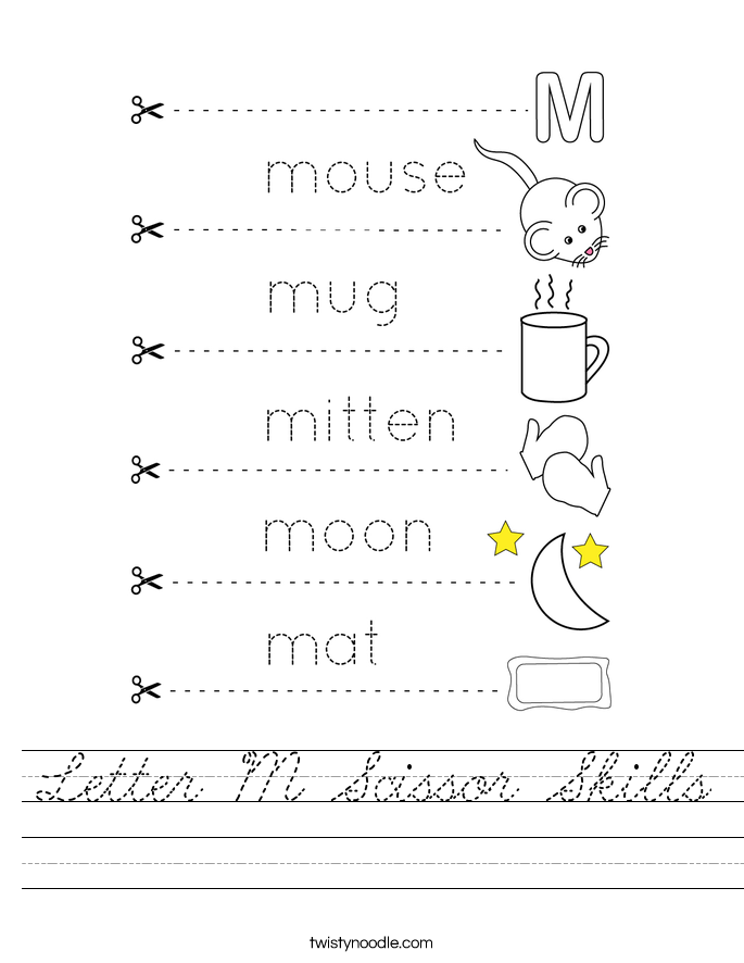 Letter M Scissor Skills Worksheet