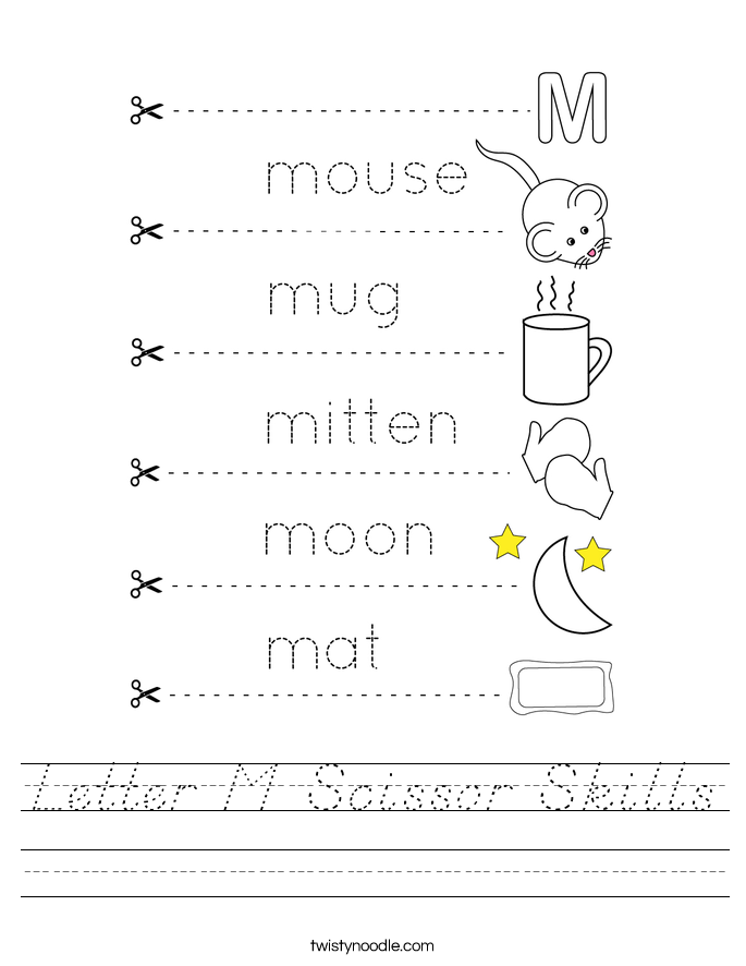 Letter M Scissor Skills Worksheet