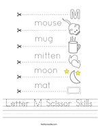 Letter M Scissor Skills Handwriting Sheet