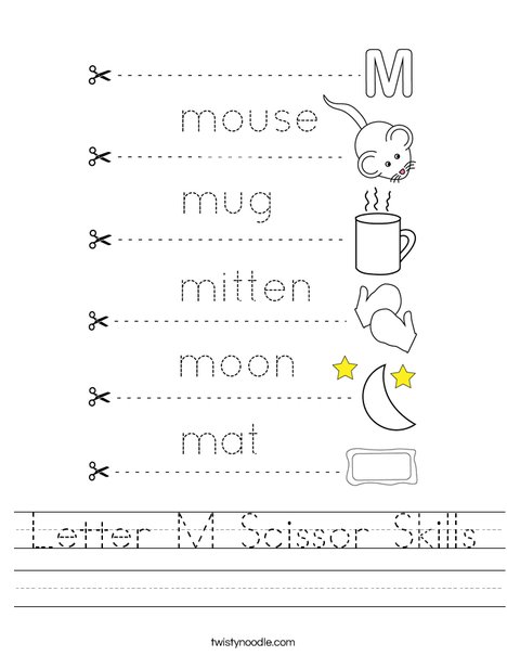 Letter M Scissor Skills Worksheet
