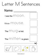Letter M Sentences Coloring Page