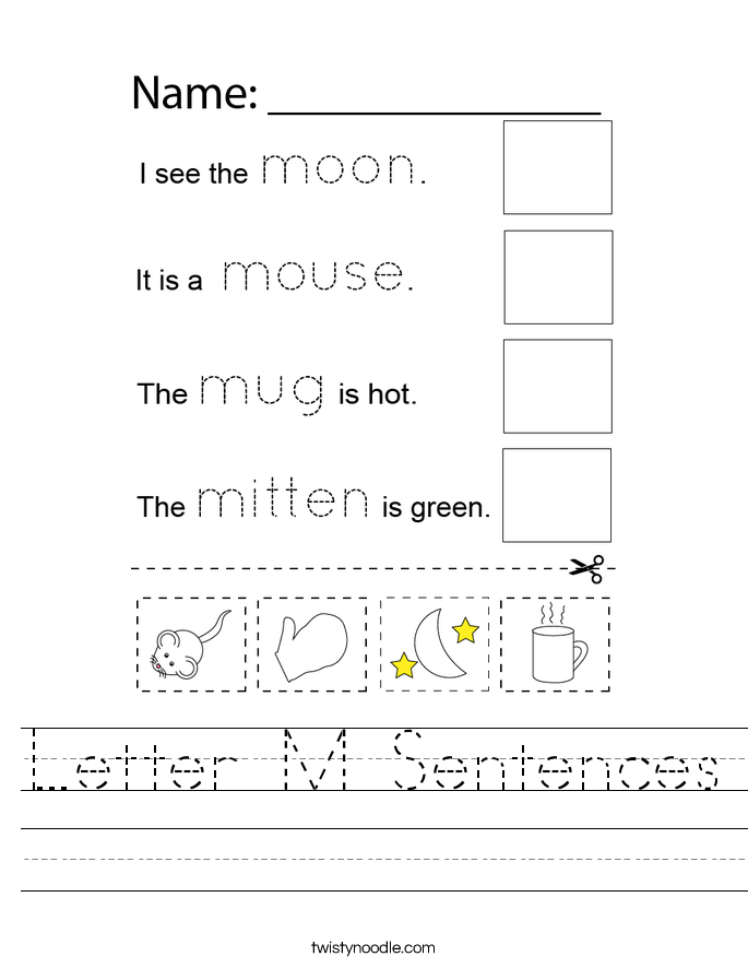 Letter M Sentences Worksheet