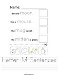 Letter M Sentences Worksheet