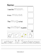 Letter M Sentences Handwriting Sheet