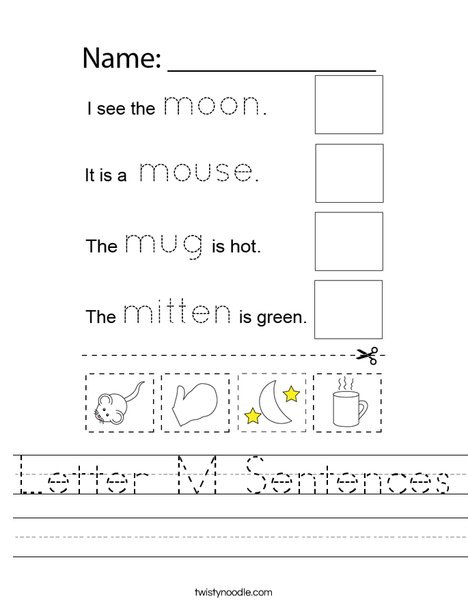Letter M Sentences Worksheet