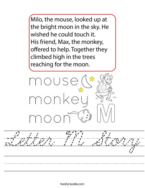 Letter M Story Worksheet