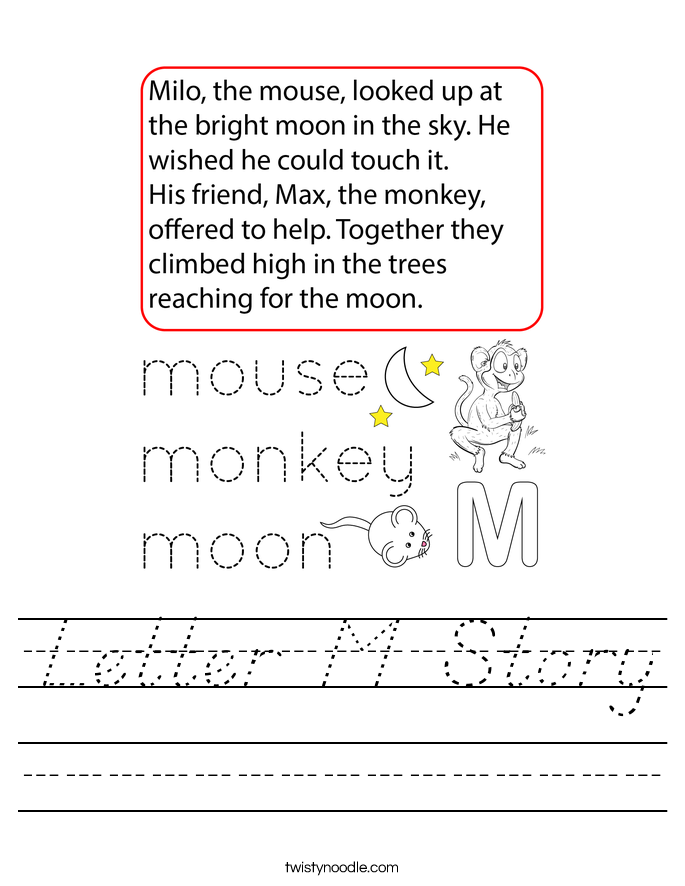 Letter M Story Worksheet