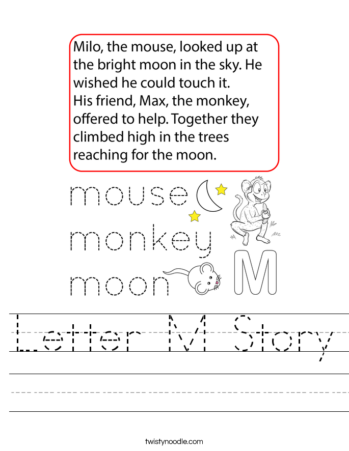 Letter M Story Worksheet