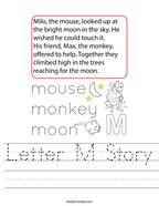 Letter M Story Handwriting Sheet