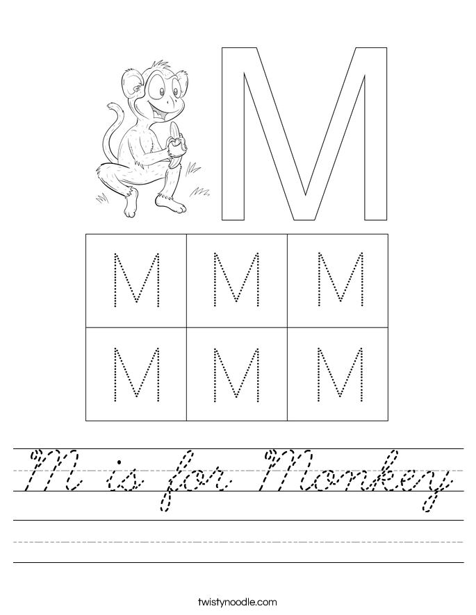 M is for Monkey Worksheet