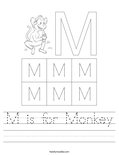 M is for Monkey Worksheet