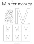 M is for monkey Coloring Page