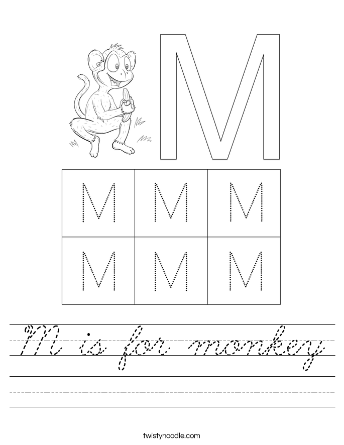 M is for monkey Worksheet