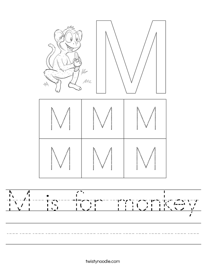 M is for monkey Worksheet