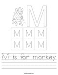 M is for monkey Worksheet