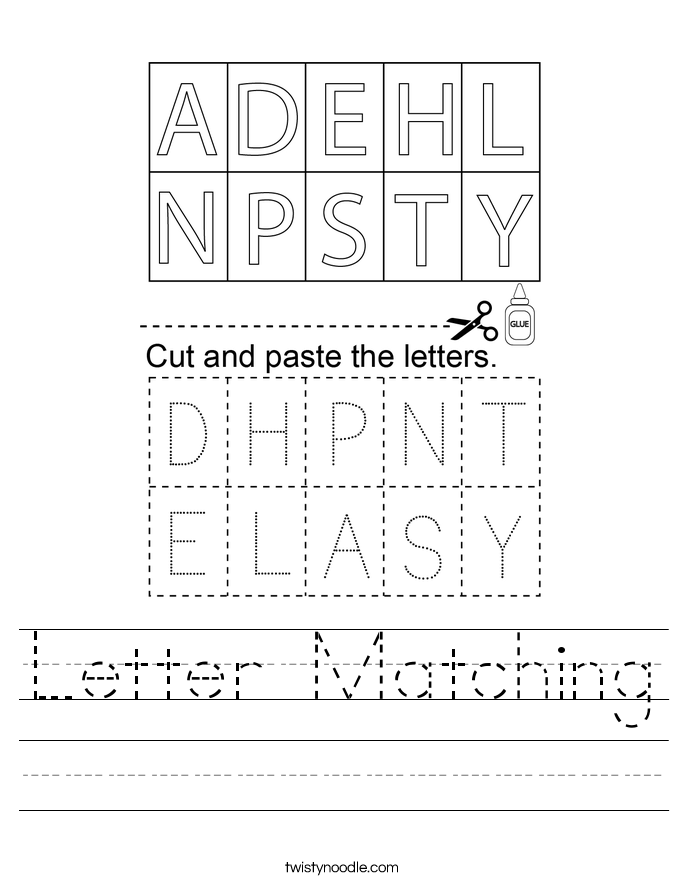 Letter Matching Worksheet Twisty Noodle Letter Matching Worksheet Twisty Noodle