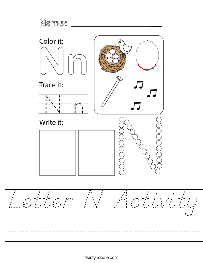 Letter N Activity Worksheet