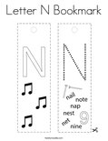 Letter N Bookmark Coloring Page