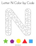 Letter N Color by Code Coloring Page