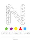 Letter N Color by Code Worksheet