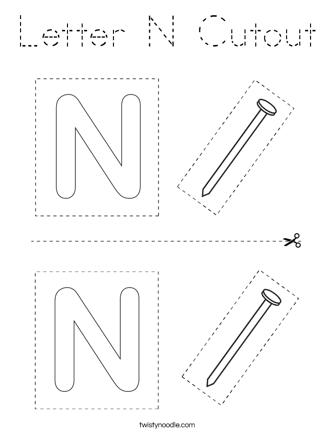 Letter N Cutout Coloring Page
