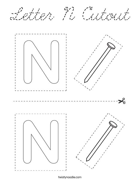 Letter N Cutout Coloring Page