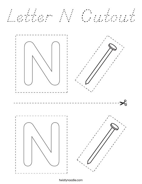 Letter N Cutout Coloring Page