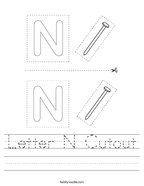 Letter N Cutout Handwriting Sheet