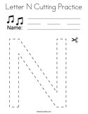 Letter N Cutting Practice Coloring Page