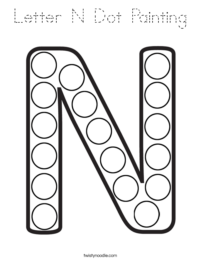 Letter N Dot Painting Coloring Page