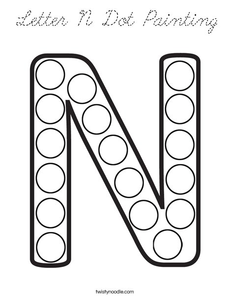 Letter N Dot Painting Coloring Page
