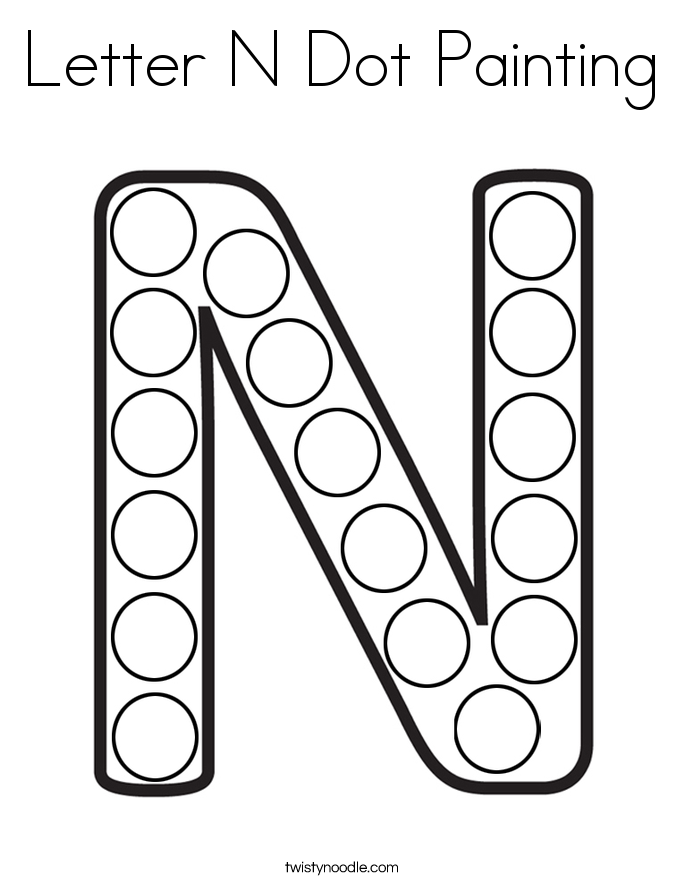 Letter N Dot Painting Coloring Page