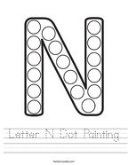 Letter N Dot Painting Handwriting Sheet