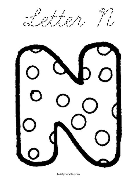 Letter N Dots Coloring Page
