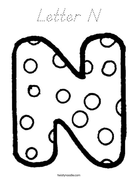 Letter N Dots Coloring Page