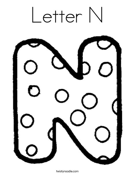 Letter N Coloring Page - Twisty Noodle Letter N Coloring Page - Twisty Noodle