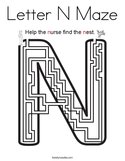 Letter N Maze Coloring Page