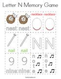 Letter N Memory Game Coloring Page