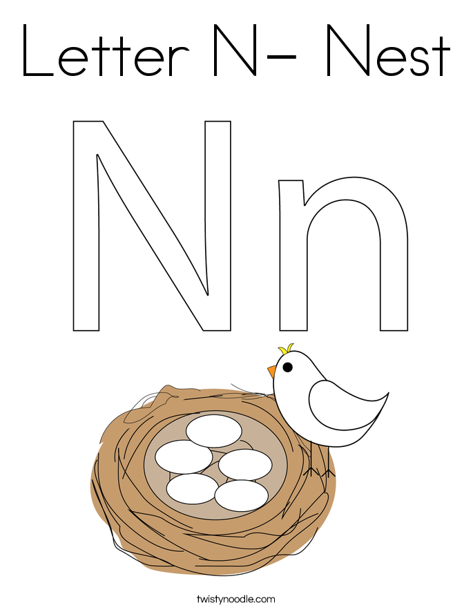 Letter N- Nest Coloring Page