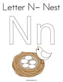 Letter N- Nest Coloring Page