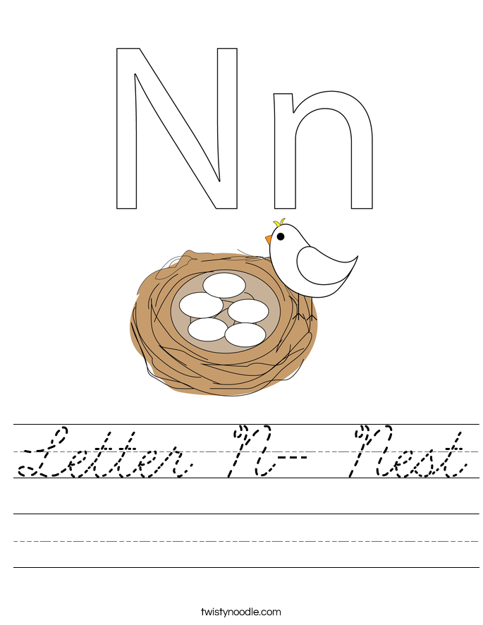 Letter N- Nest Worksheet