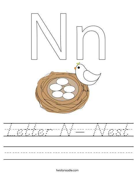 Letter N- Nest Worksheet