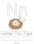 Letter N- Nest Worksheet