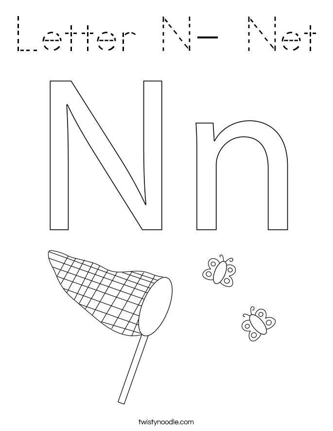 Letter N- Net Coloring Page