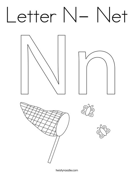 letter n net coloring page twisty noodle
