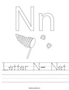Letter N- Net Handwriting Sheet