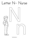 Letter N- Nurse Coloring Page
