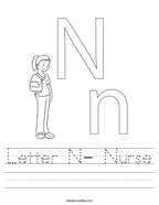 Letter N- Nurse Handwriting Sheet