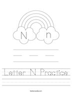 Letter N Practice Handwriting Sheet